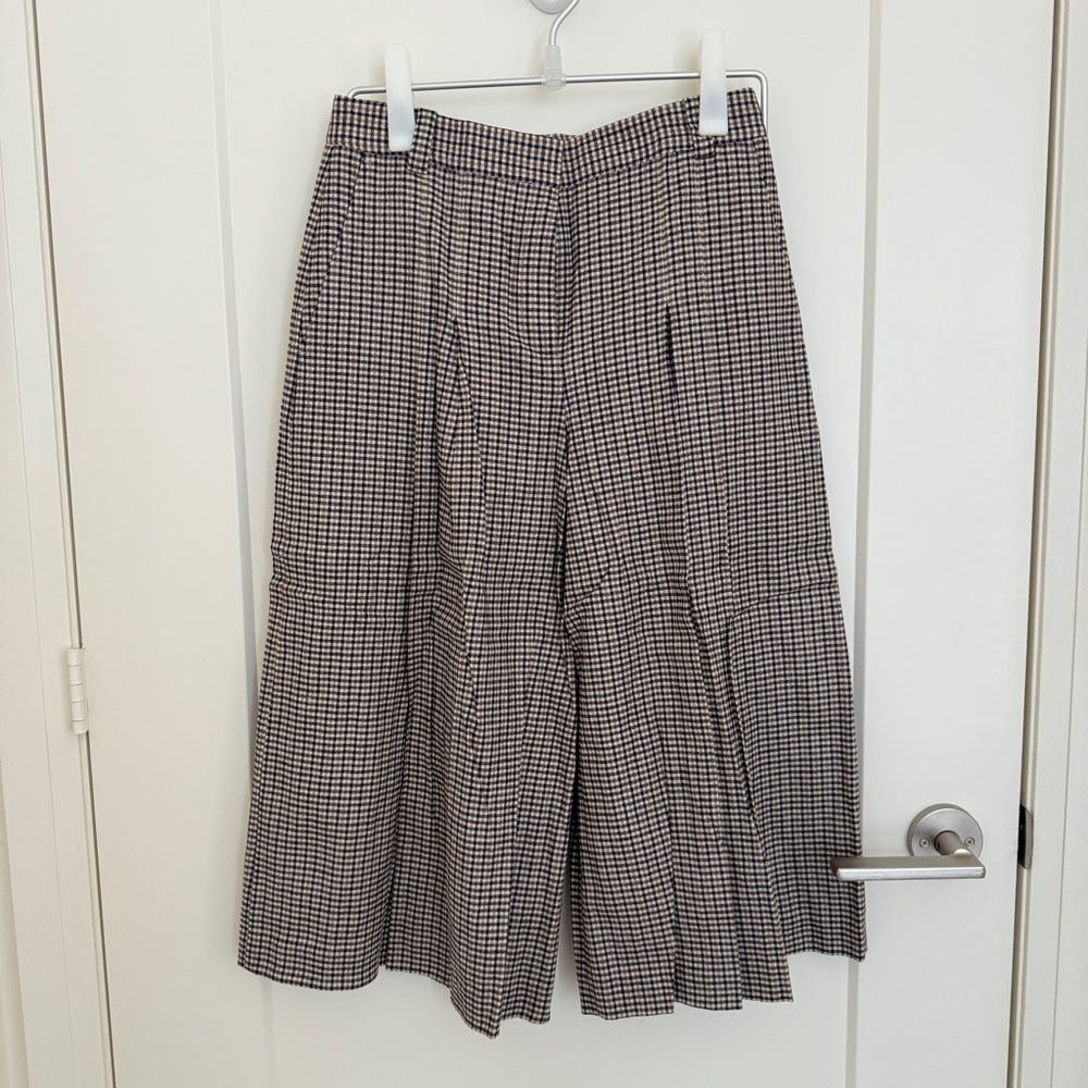 Massimo Dutti Plaid Cotton Culotte Trousers